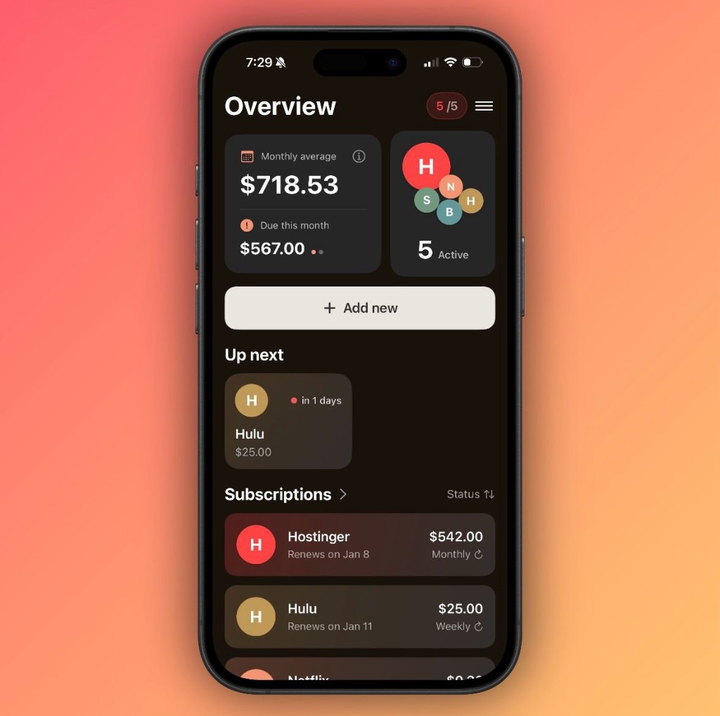 Subtrack app